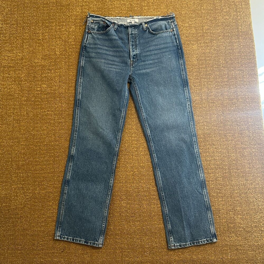 RE/DONE 90s High Rise Loose Jeans Womens 29 Stoned Azul Button Fly Made in USA